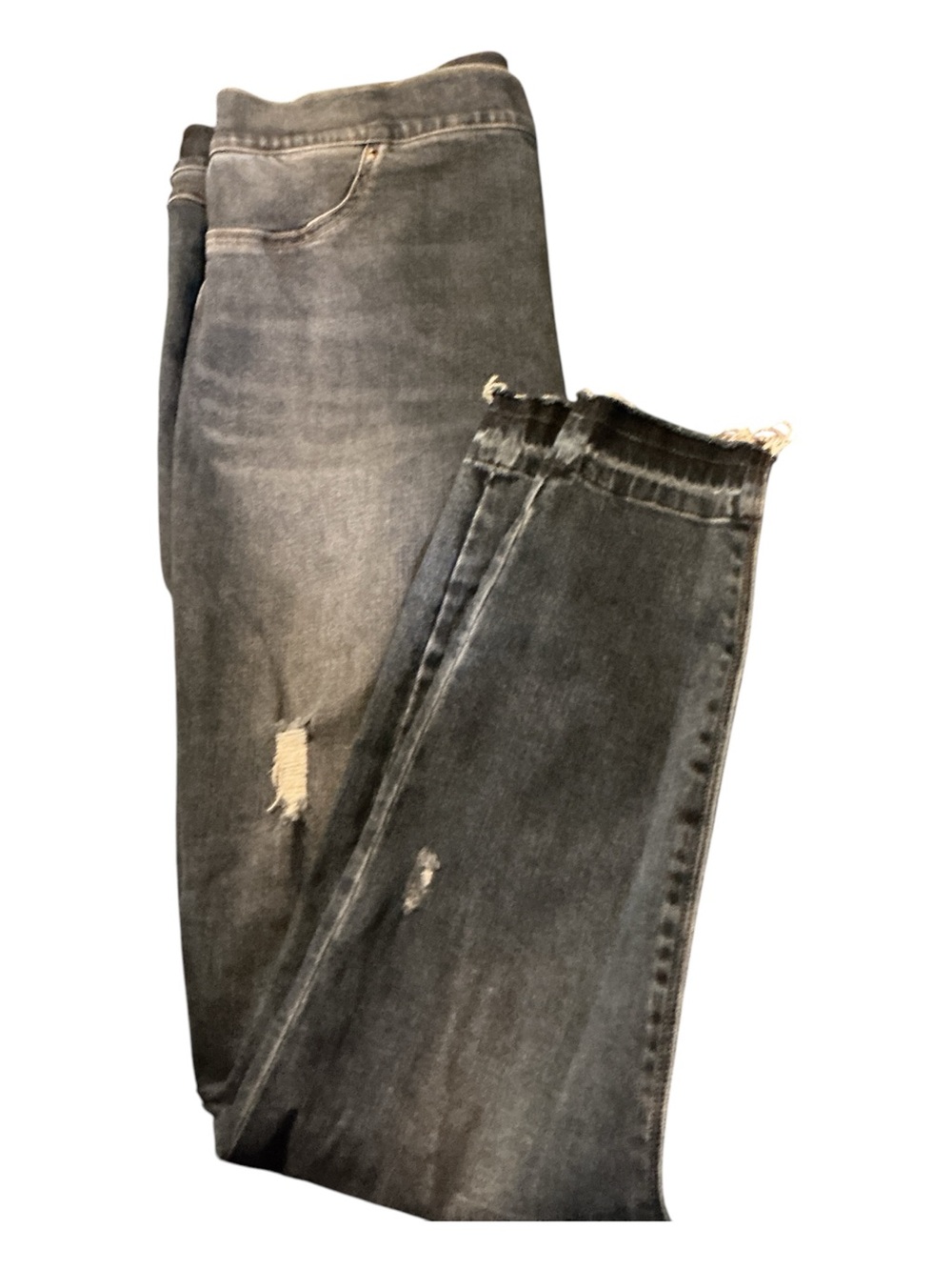 SPANX Men's Washed Black Skinny Jeans with Distressed Hem